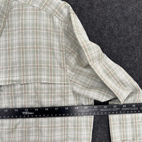 Simms Big Sky Shirt Men's Medium Green Plaid Fishing Button Front Performance - Picture 6 of 9
